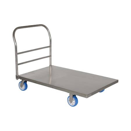 Vestil Stainless Steel Platform Truck 2000 lb Poly-On-Poly Casters 30 x 48 SSPT-3048